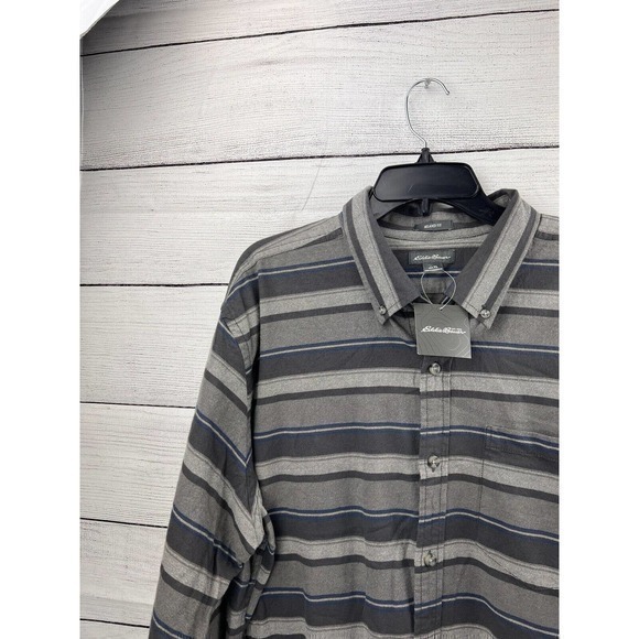 Eddie Bauer Plaid Field Flannel Shirt‎ Relaxed Fit Button Down Gray XL NWT - Picture 6 of 9